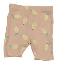 Světlerůžové žebrované elastické kraťasy s citrony Primark