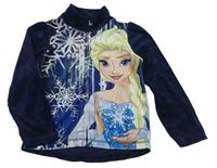 Tmavomodrá sametová propínací mikina s Elsou Disney