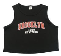 Černý sportovní crop top s nápisem Shein