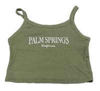 Khaki žebrovaný crop top New Look