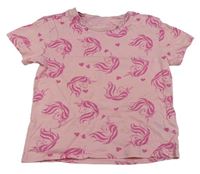Světlerůžové tričko s jednororožci H&M