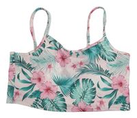 Světlerůžový crop top s listy a kytičkami zn. Shein