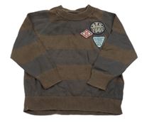 Hnědý pruhovaný lehký svetr s nášivkami Ben Sherman