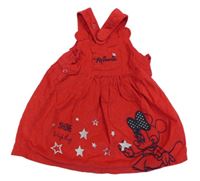 Červené laclové manšestrové šaty s Minnie a srdíčky George