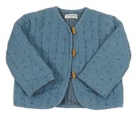 Modrá vzorovaná manšestrová zateplená bunda 