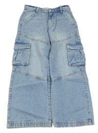 Modré široké kalhoty s kapsami Denim Co.