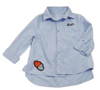 Modro-bílá pruhovaná halenka s nášivkami Nutmeg