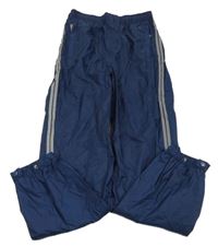 Tmavomodré šusťákové podšité kalhoty s proužkem kids