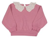 Růžová mikina s madeirovým límečkem Primark