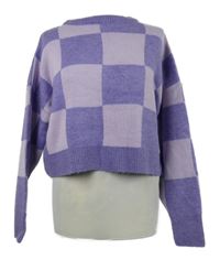 Dámský fialovo-lila kostkovaný crop svetr Primark