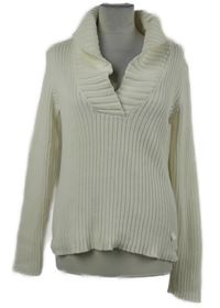 Dámský smetanový žebrovaný svetr s límcem Street One