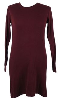 Dámská vínová žebrovaná šatová tunika Pull&Bear