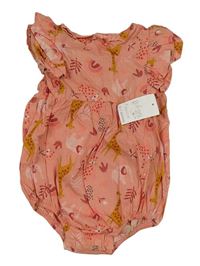 Růžové plátěné body se zvířátky Matalan 