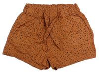 Rezavé puntíkaté paper bag kraťasy s páskem