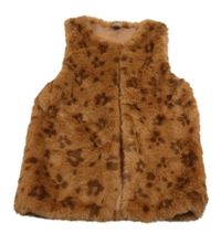 Skořicová vzorovaná kožešinová podšitá vesta 