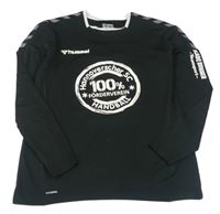 Černé funkční sportovní triko s nápisy Hummel