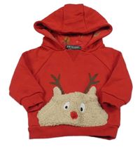 Červená mikina se sobem a kapucí Primark