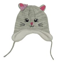 Šedá melírovaná čepice - kočka 