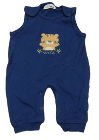 Tmavomodré laclové tepláky s tygrem Ergee