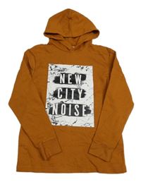 Nové - Medová mikina s potiskem s nápisy a kapucí H&M