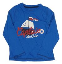 Modré pyžamové triko s plachetnicí Lupilu