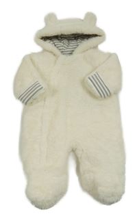 Smetanová chlupatá zateplená kombinéza s kapucí V by Very