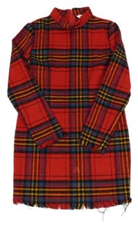 Červeno-černo-modré kostkované šaty Shein