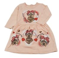 Meruňkové bavlněné šaty s pejsky 