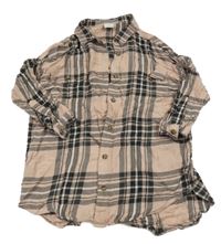 Pudrovo-černá kostkovaná košilová tunika Next