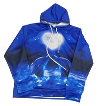 Safírovo-černá mikina se srdcem, delfíny a9 kapucí