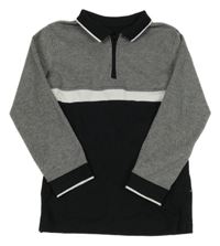 Černo-šedé vzorované polo triko George