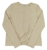 Béžový žebrovaný crop svetr Yigga