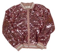 Růžový flitrový podšitý bomber H&M