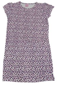 Bílo-růžovo-tmavomodré vzorované šaty 