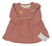 Nové - Červeno-smetanové pruhované teplákové šaty s kolouškem M&S