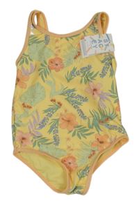 Nové - Žluté květované jednodílné plavky Primark