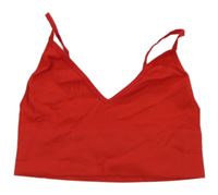 Červený žebrovaný crop top Only 