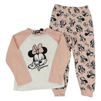 Světlerůžovo-bílé fleecové pyžamo s Minnií Disney