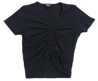 Černé žebrované crop tričko New Look 