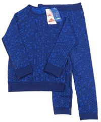2set - Modro-tmavomodré vzorované funkční spodní triko + legíny Lupilu