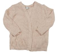 Světlerůžovo-stříbrný svetrový cardigan zn. Primark