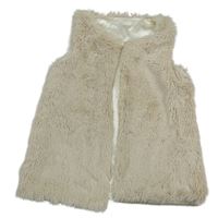 Smetanová kožešinová podšitá vesta