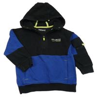 Černo-kobaltově modrá mikina s kapucí Nutmeg