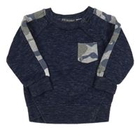 Tmavomodrá melírovaná mikina s kapsou Primark