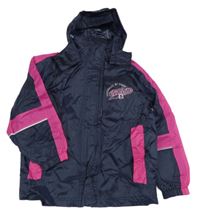 Tmavomodro-růžová šusťáková jarní bunda s ukrývací kapucí Alive