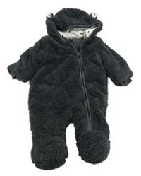 Šedá chlupatá zateplená kombinéza s kapucí F&F