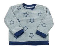 Světlemodro-tmavomodrá chlupatá mikina s hvězdičkami Ergee