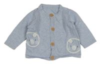 Světlemodrý propínací svetr s medvídky Mothercare