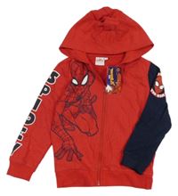 Nové - Červeno-tmavomodrá propínací mikina se Spider-manem a kapucí Marvel