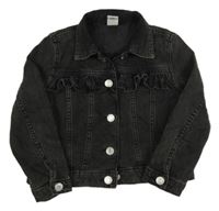 Tmavošedá riflová bunda s volánky H&M